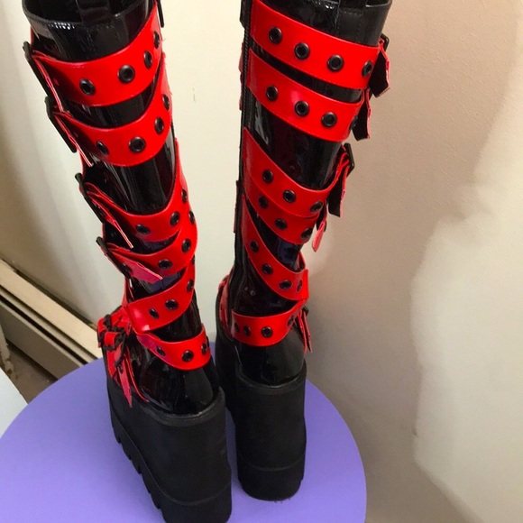 Dolls Kill x Current Mood Hell’s Total Bondage Knee High Boots!BNIB!SZ8 SO!RARE! - Picture 5 of 5